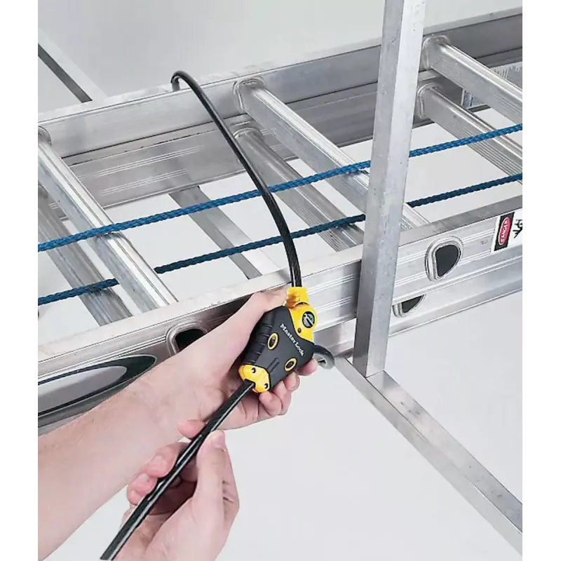 Python reguleeritav lukustuskaabel MASTER LOCK 1,8 m x 10 mm must kollane
