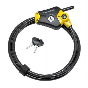 Python reguleeritav lukustuskaabel MASTER LOCK 1,8 m x 10 mm must kollane