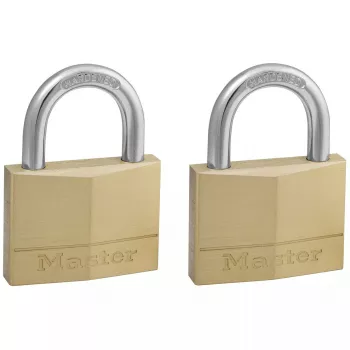 Tabalukk MASTERLOCK 50 mm, massiivne messingkorpus, 2 tk, silindriline sang