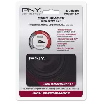 Kaardilugeja PNY High Performance Reader 3.0 USB 3.2 Gen 1 — CF, SD, microSD, Memory Stick, MMC, must