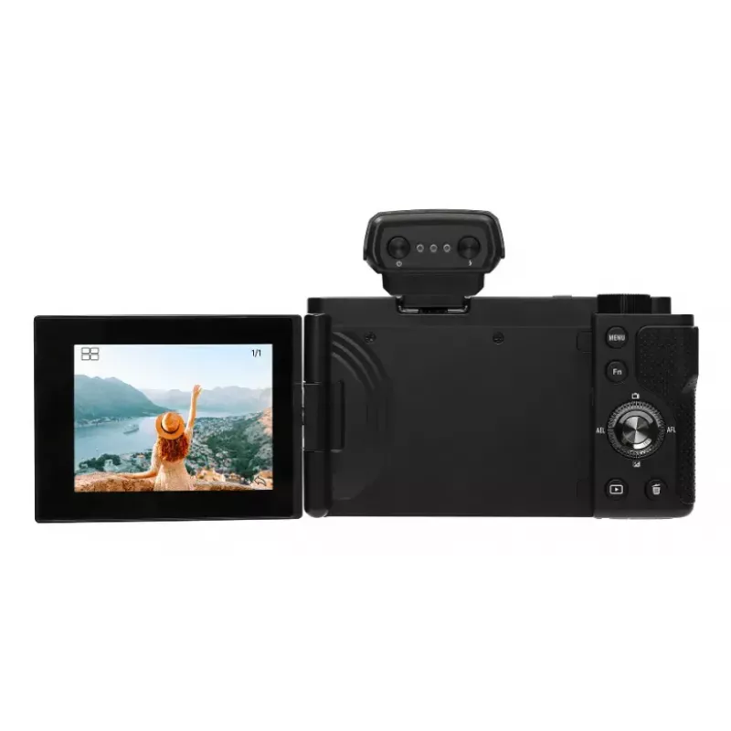 Kompaktkaamera AgfaPhoto Realishot C110 — 24 MP, 1/3,06-tolline CMOS, 3x optiline suum, 4K, Wi‑Fi, 2,8-tolline puuteekraan, must