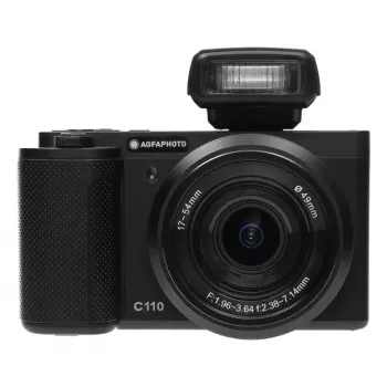 Kompaktkaamera AgfaPhoto Realishot C110 — 24 MP, 1/3,06-tolline CMOS, 3x optiline suum, 4K, Wi‑Fi, 2,8-tolline puuteekraan, must