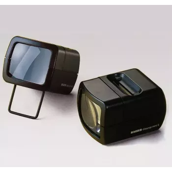 Slaidiprojektor KAISER 2010 — kompaktne 3× suurendus, 75×105×60 mm, 1,5 V aku