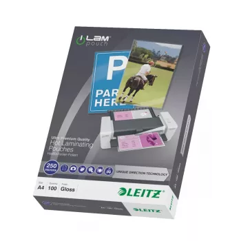 Kilekaantekile taskud LEITZ iLAM UDT 222 × 309 mm läikiv läbipaistev, EVA/PET, pakis 100