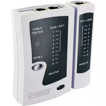 Võrgukaabli tester Schwaiger NWM1 531 RJ-11 RJ-45 Must Valge
