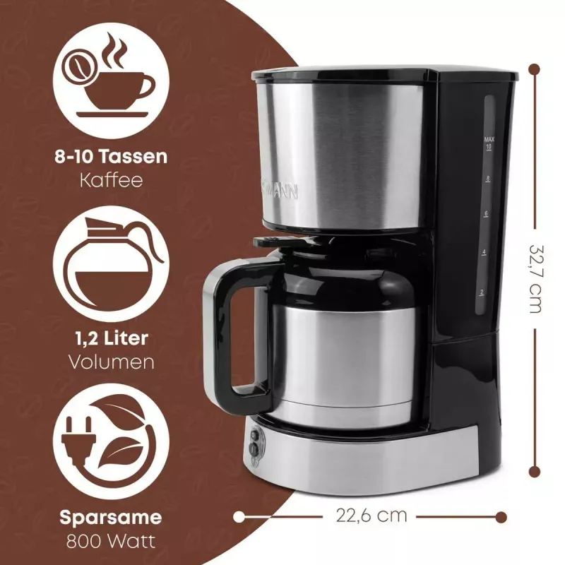Tilkkohvimasin BOMANN KA6066CB 1,2 l veepaak, 10 tassi, must & roostevaba teras