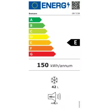 Püstik-sügavkülmuti BOMANN GB 7236, 42 L, must, manuaalne sulatamine, ≤ -18 °C, astmeta juhtimine