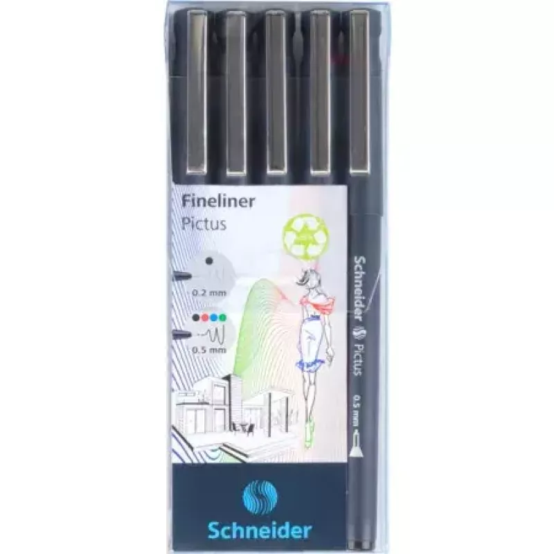 Fineliner Schneider Schreibgeräte Pictus Must Blue roheline Red 5 tk