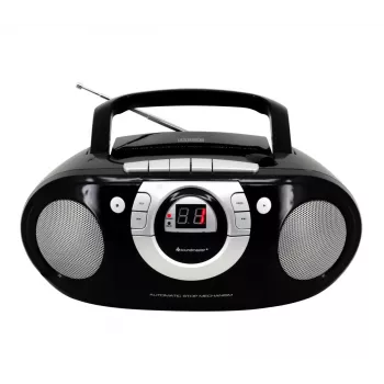 Kaasaskantav stereosüsteem Soundmaster SCD5100SW — analoogne FM-tuuner 87,5–108 MHz, CD/MP3-mängija, 1 W RMS, LED-ekraan, must