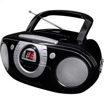 Kaasaskantav stereosüsteem Soundmaster SCD5100SW — analoogne FM-tuuner 87,5–108 MHz, CD/MP3-mängija, 1 W RMS, LED-ekraan, must