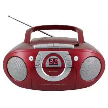 Kantav stereosüsteem Soundmaster SCD5100RO — CD/raadio/USB? (hall, punane)