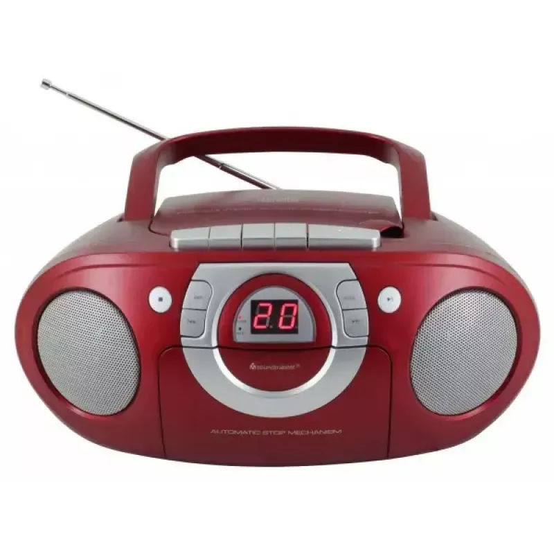 Kantav stereosüsteem Soundmaster SCD5100RO — CD/raadio/USB? (hall, punane)