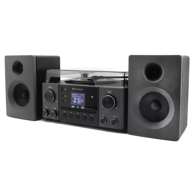 Kodune helisüsteem Soundmaster MCD1950SW — 20 W RMS, DAB+/FM, CD/MP3 taasesitus, 3,5 mm aux, vahelduvvoolutoide (must)