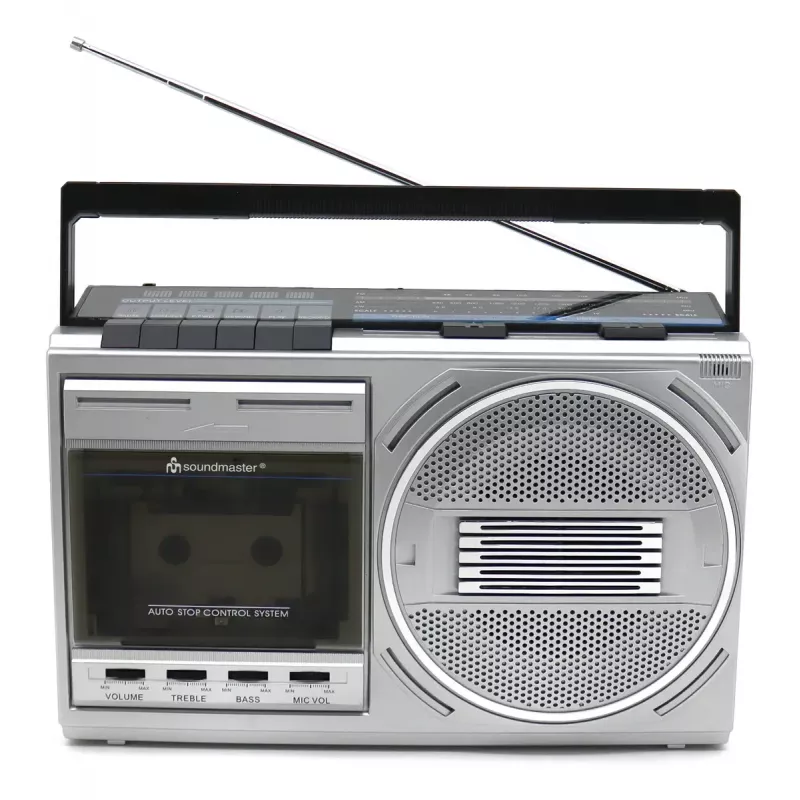 Kaasaskantav kassetimängija Soundmaster RR20SI — FM/MW/SW raadio, 3 W RMS, 3,5 mm kõrvaklapid, must/hõbedane