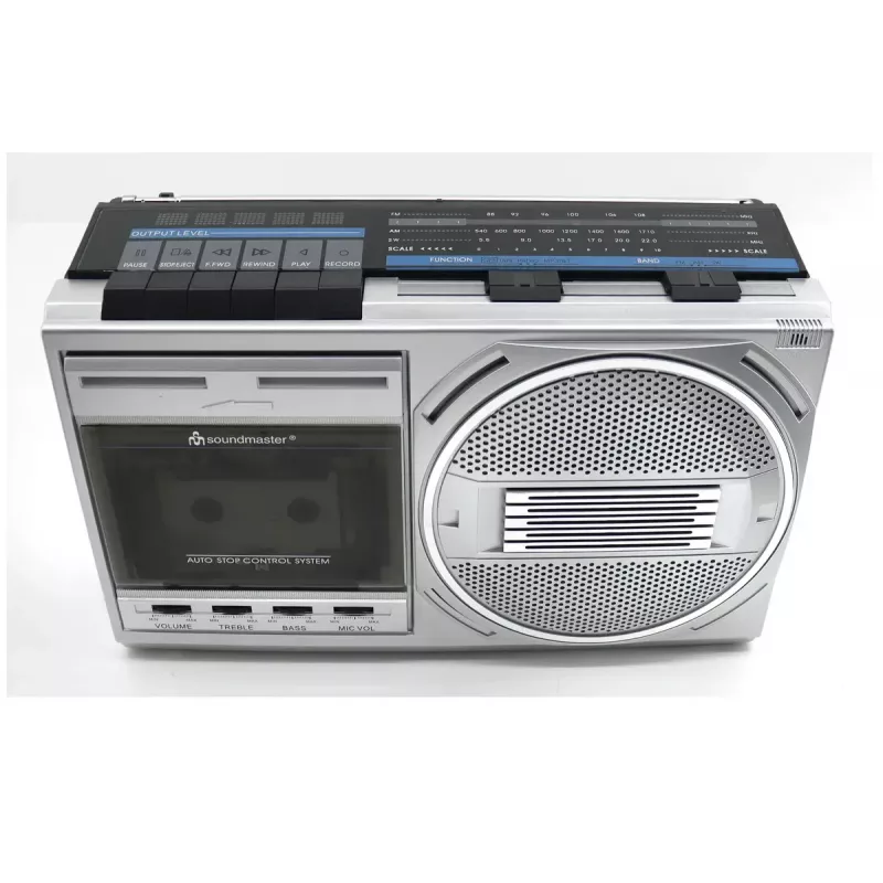 Kaasaskantav kassetimängija Soundmaster RR20SI — FM/MW/SW raadio, 3 W RMS, 3,5 mm kõrvaklapid, must/hõbedane