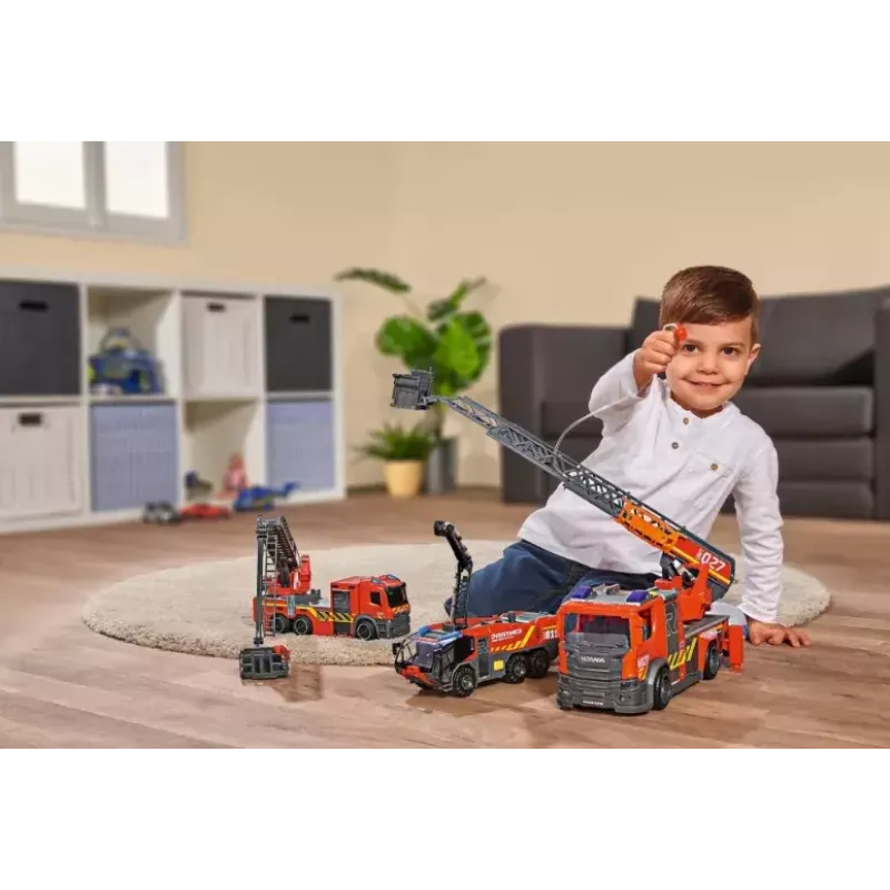 Tuletõrjeauto Dickie Toys Scania Turntable Ladder Must Hall Punane