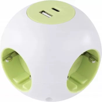Pistikupesa kuubik REV PowerGlobe 4-kohaline USB-portidega, valge, 1,4 m kaabel