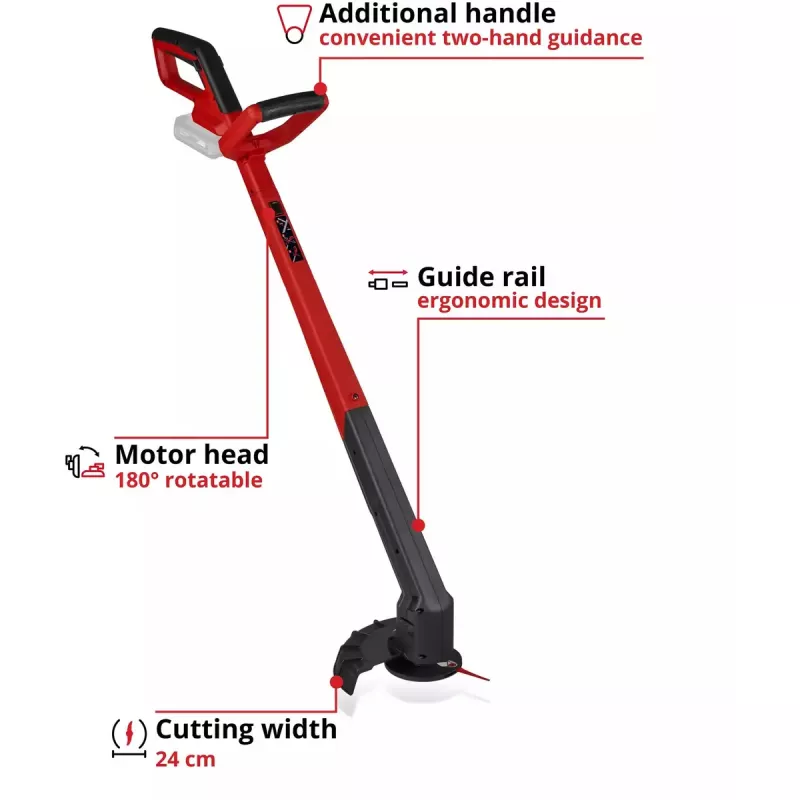 Juhtmeta murutrimmer EINHELL Power X-Change GC-CT 18/2411 Li P-Solo, 18 V, punane/must (aku ja laadija ei kuulu komplekti)
