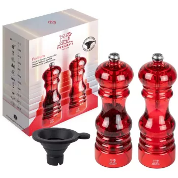 Pipra- ja soolaveski duo PEUGEOT Podium 18 cm, akrüül, punane