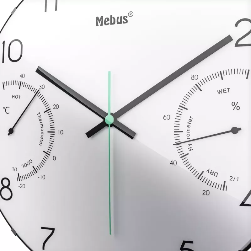 Kvartskell Mebus 16106 ümmargune must valge