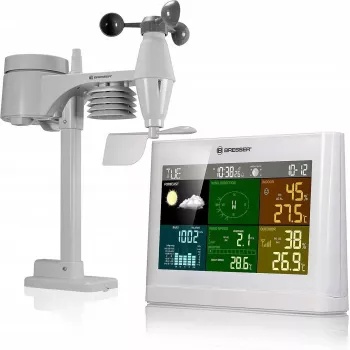 Ilmajaam Bresser 7002550GYE000 5-in-1 Comfort — sise- ja välistemperatuuri ning -niiskuse mõõtmised, valge