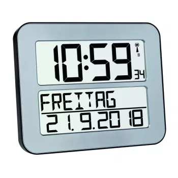 Digitaalne äratuskell TFA 60.4512.54 — ristkülikukujuline hõbedane, AA patarei, plastkorpus, 30×212×258 mm