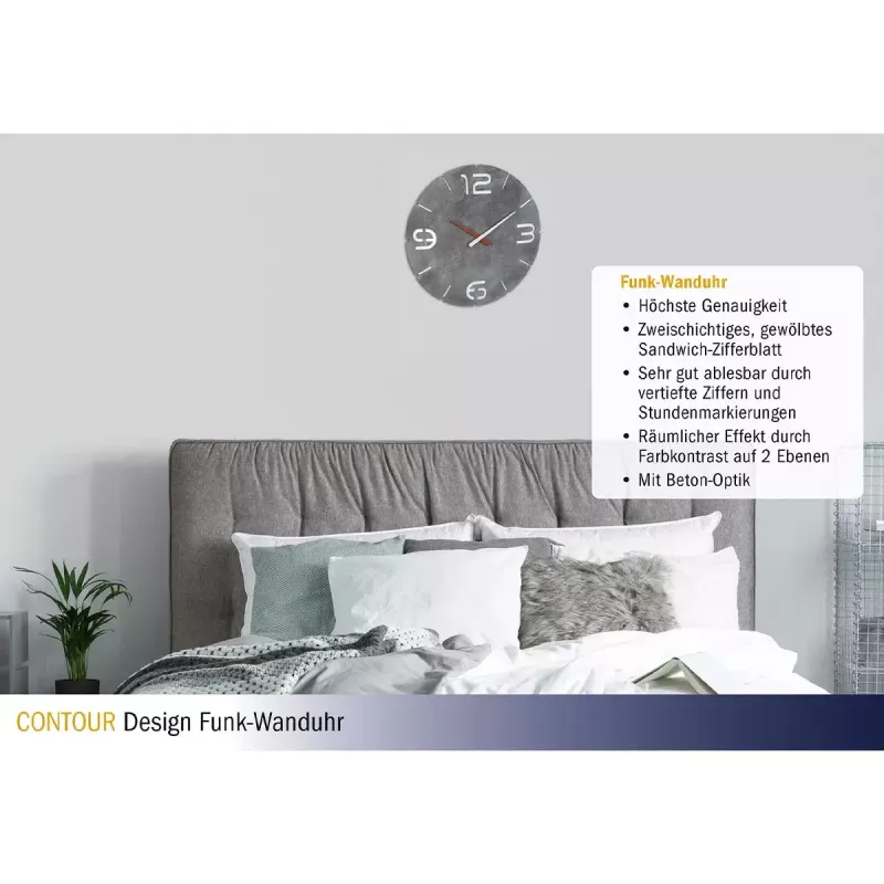 Wall Clock TFA-Dostmann CONTOUR Round hall Valge 35 cm