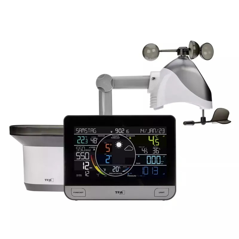 TFA-Dostmann View Pro Must alalisvoolu-/aku-toitel Wi-Fi anemomeeter, termomeeter, hügromeeter, baromeeter