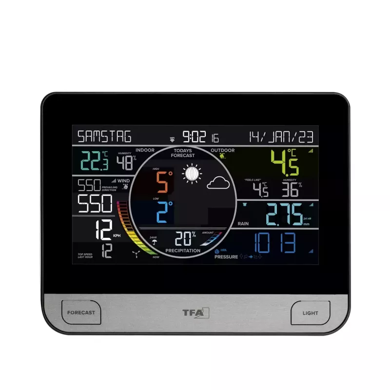 TFA-Dostmann View Pro Must alalisvoolu-/aku-toitel Wi-Fi anemomeeter, termomeeter, hügromeeter, baromeeter