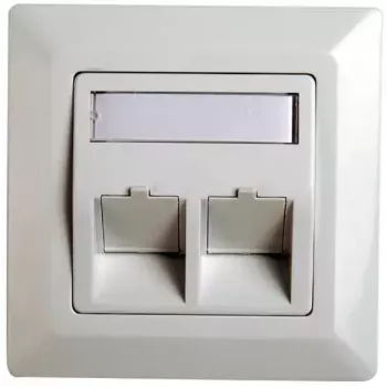 RJ45 adapterraam Cat.5e Telegärtner H02010A0040 45° kahekordne 80x80 mm alpi valge