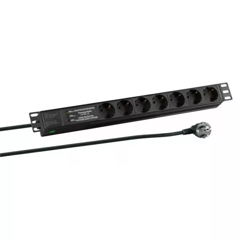 Pikendusjuhe EFB Elektronik EK631DE.3, 2 m kaabel, 7 vahelduvvoolu pistikupesa, C-tüüpi pistik, 16 A, siseruumidesse, must