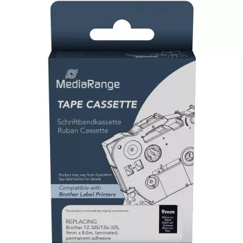 MediaRange plastist lindikassett Brother TZ-325 püsi liimiga 9 mm 8 m valge mustal