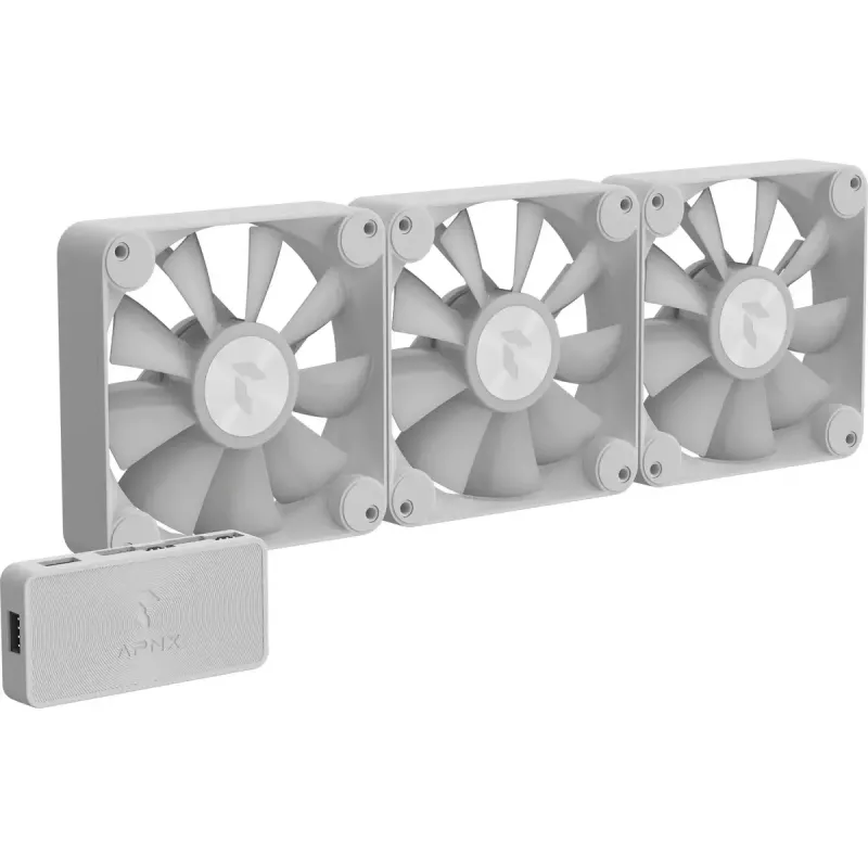 APNX 120 mm korpuse ventilaatorid 3-pakk — APNX FP1-120 valge, kolm 120 mm ventilaatorit
