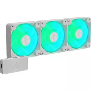 APNX 120 mm korpuse ventilaatorid 3-pakk — APNX FP1-120 valge, kolm 120 mm ventilaatorit