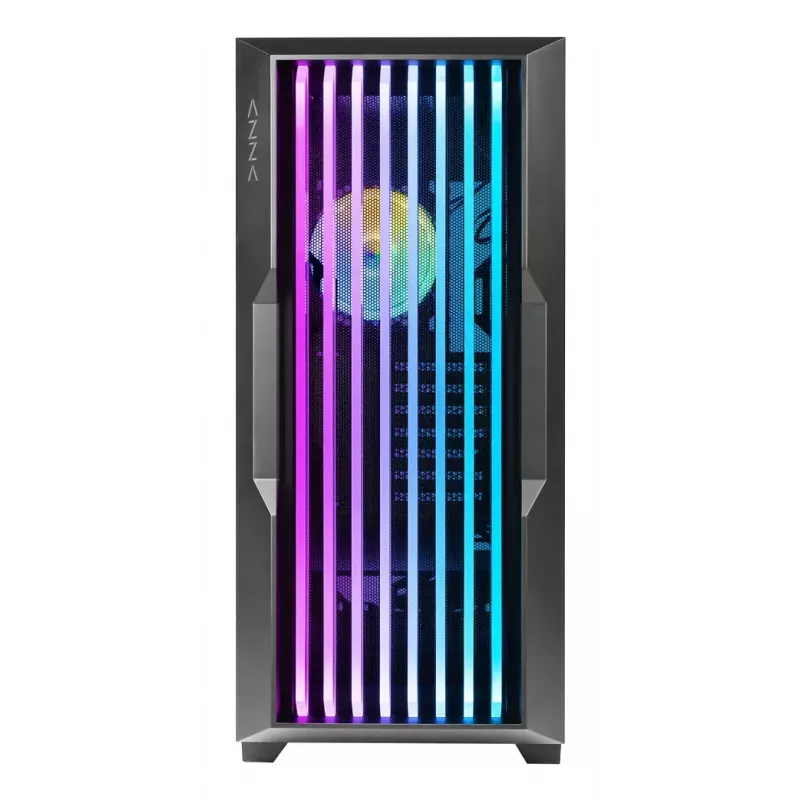 PC Case AZZA Guardian Glass Midi Tower — Must, ATX/Micro‑ATX/ITX/EATX, toetab 3.5 tolli×2 / 2.5 tolli×4, ees 120/140 mm ventilaatorid