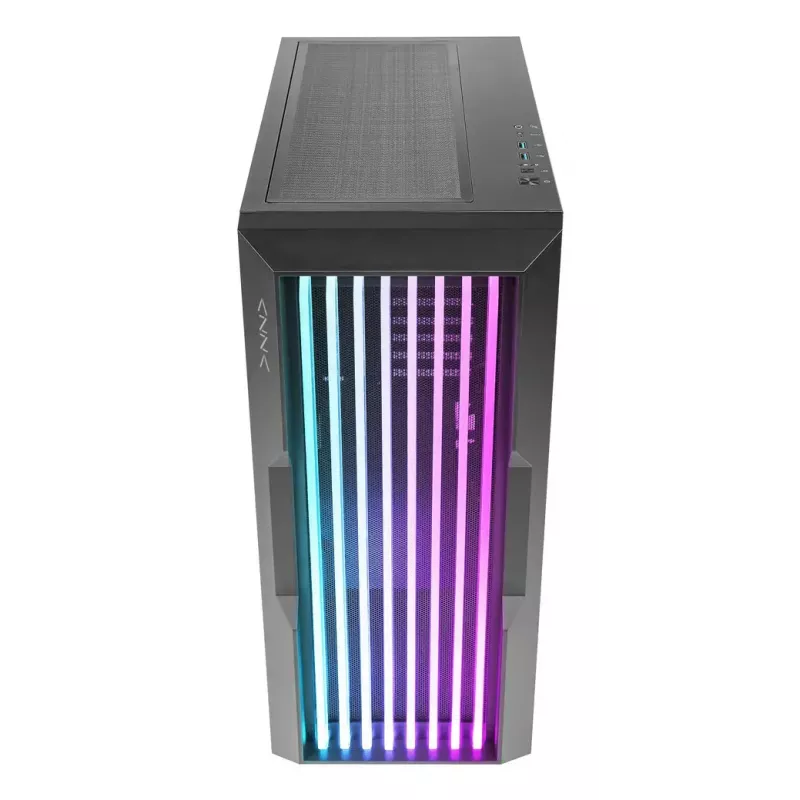 PC Case AZZA Guardian Glass Midi Tower — Must, ATX/Micro‑ATX/ITX/EATX, toetab 3.5 tolli×2 / 2.5 tolli×4, ees 120/140 mm ventilaatorid