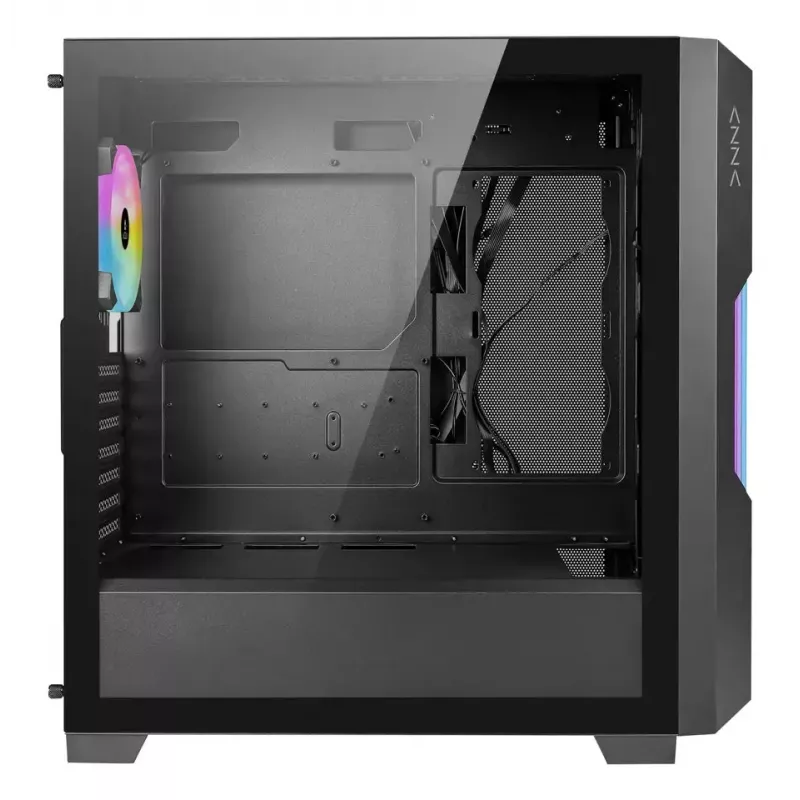 PC Case AZZA Guardian Glass Midi Tower — Must, ATX/Micro‑ATX/ITX/EATX, toetab 3.5 tolli×2 / 2.5 tolli×4, ees 120/140 mm ventilaatorid