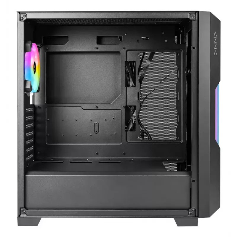PC Case AZZA Guardian Glass Midi Tower — Must, ATX/Micro‑ATX/ITX/EATX, toetab 3.5 tolli×2 / 2.5 tolli×4, ees 120/140 mm ventilaatorid