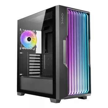 PC Case AZZA Guardian Glass Midi Tower — Must, ATX/Micro‑ATX/ITX/EATX, toetab 3.5 tolli×2 / 2.5 tolli×4, ees 120/140 mm ventilaatorid