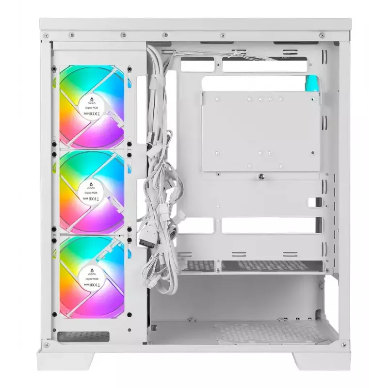 PC Midi Tower AZZA Cove (CSAZ-570W) — must, ATX/Micro-ITX/ITX, 3x120mm küljeventilaatorit, 1x120mm tagaventilaator, toetab 2,5-tolliseid ja 3,5-tolliseid kettaseadmeid