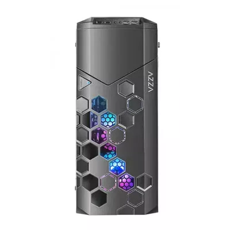 Arvutikorpus AZZA STORM ARGB Full Tower — must, ATX/Micro-ATX/EATX tugi, 2x 3,5-tolline + 6x 2,5-tolline sahtel, ARGB-ventilaatorid eelpaigaldatud