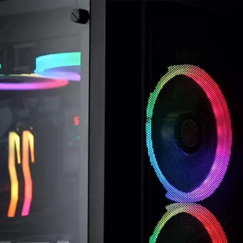 PC Midi Torn korpus RAIJINTEK Ponos MS — Must, toetab 120/140 mm esiventilaatoreid, 1x 120 mm tagumine, HDD 3,5 tolli, SSD 2,5 tolli, 210×442×485 mm