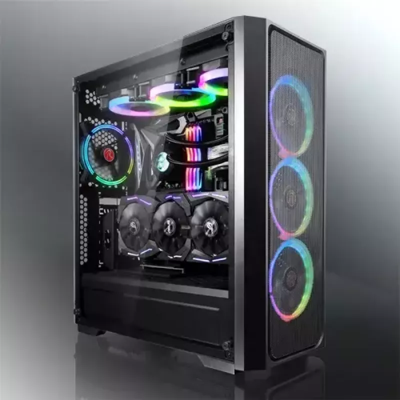 PC Midi Torn korpus RAIJINTEK Ponos MS — Must, toetab 120/140 mm esiventilaatoreid, 1x 120 mm tagumine, HDD 3,5 tolli, SSD 2,5 tolli, 210×442×485 mm