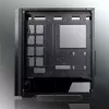 PC Midi Torn korpus RAIJINTEK Ponos MS — Must, toetab 120/140 mm esiventilaatoreid, 1x 120 mm tagumine, HDD 3,5 tolli, SSD 2,5 tolli, 210×442×485 mm