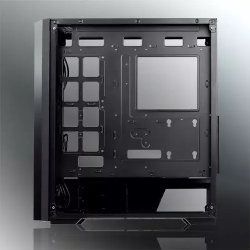 PC Midi Torn korpus RAIJINTEK Ponos MS — Must, toetab 120/140 mm esiventilaatoreid, 1x 120 mm tagumine, HDD 3,5 tolli, SSD 2,5 tolli, 210×442×485 mm