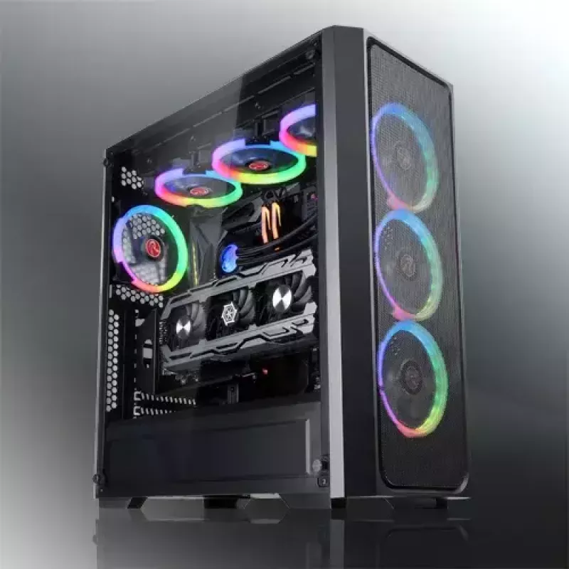 PC Midi Torn korpus RAIJINTEK Ponos MS — Must, toetab 120/140 mm esiventilaatoreid, 1x 120 mm tagumine, HDD 3,5 tolli, SSD 2,5 tolli, 210×442×485 mm
