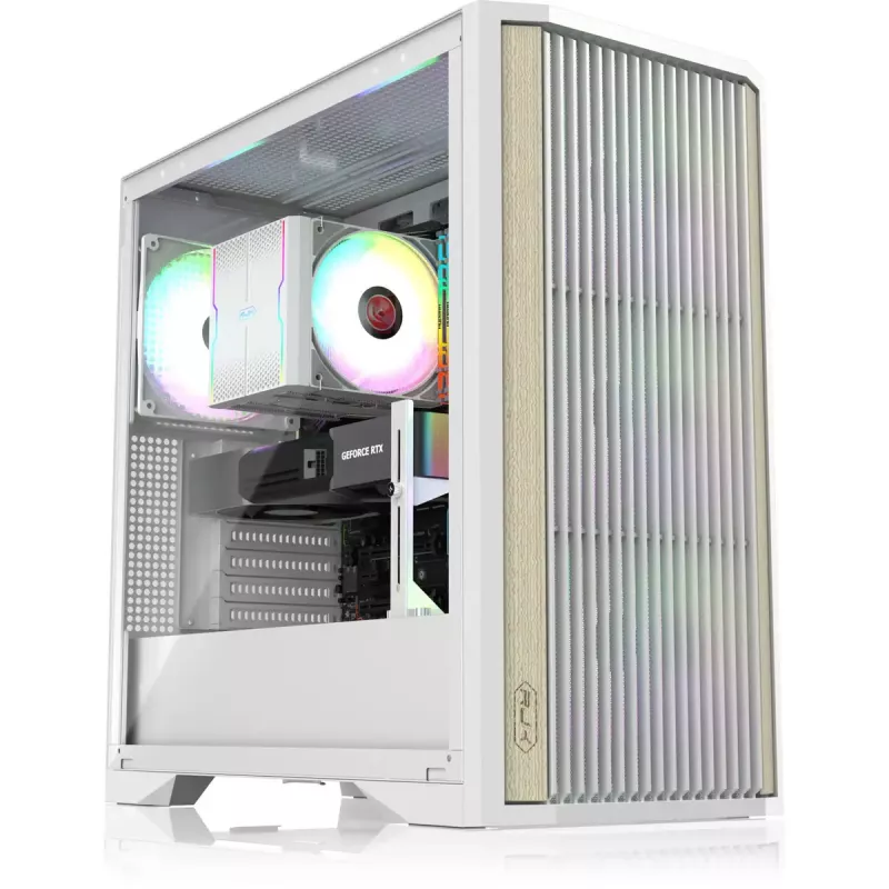 Tornarvuti korpus RAIJINTEK AGOS MAX-MS4 valge karastatud klaasiga
