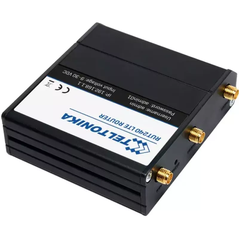 Mobiilside ruuter Teltonika RUT240 — 4G LTE, 3 välist antenni, 2 Fast Ethernet porti, Wi‑Fi 4 (802.11n) 150 Mbps