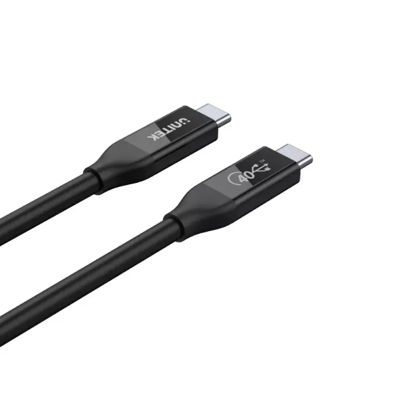 USB4 Gen 2x2 USB-C-kaabel Unitek C14100BK-0.8M — 0,8 m, USB-C to USB-C, 40 Gbit/s, must