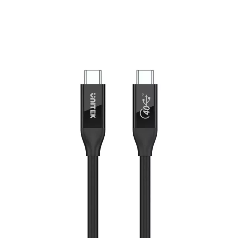 USB4 Gen 2x2 USB-C-kaabel Unitek C14100BK-0.8M — 0,8 m, USB-C to USB-C, 40 Gbit/s, must